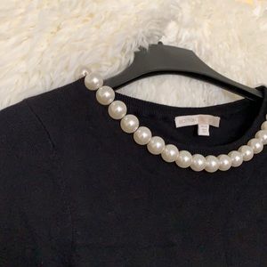 Boston proper pearl embellished black crewneck